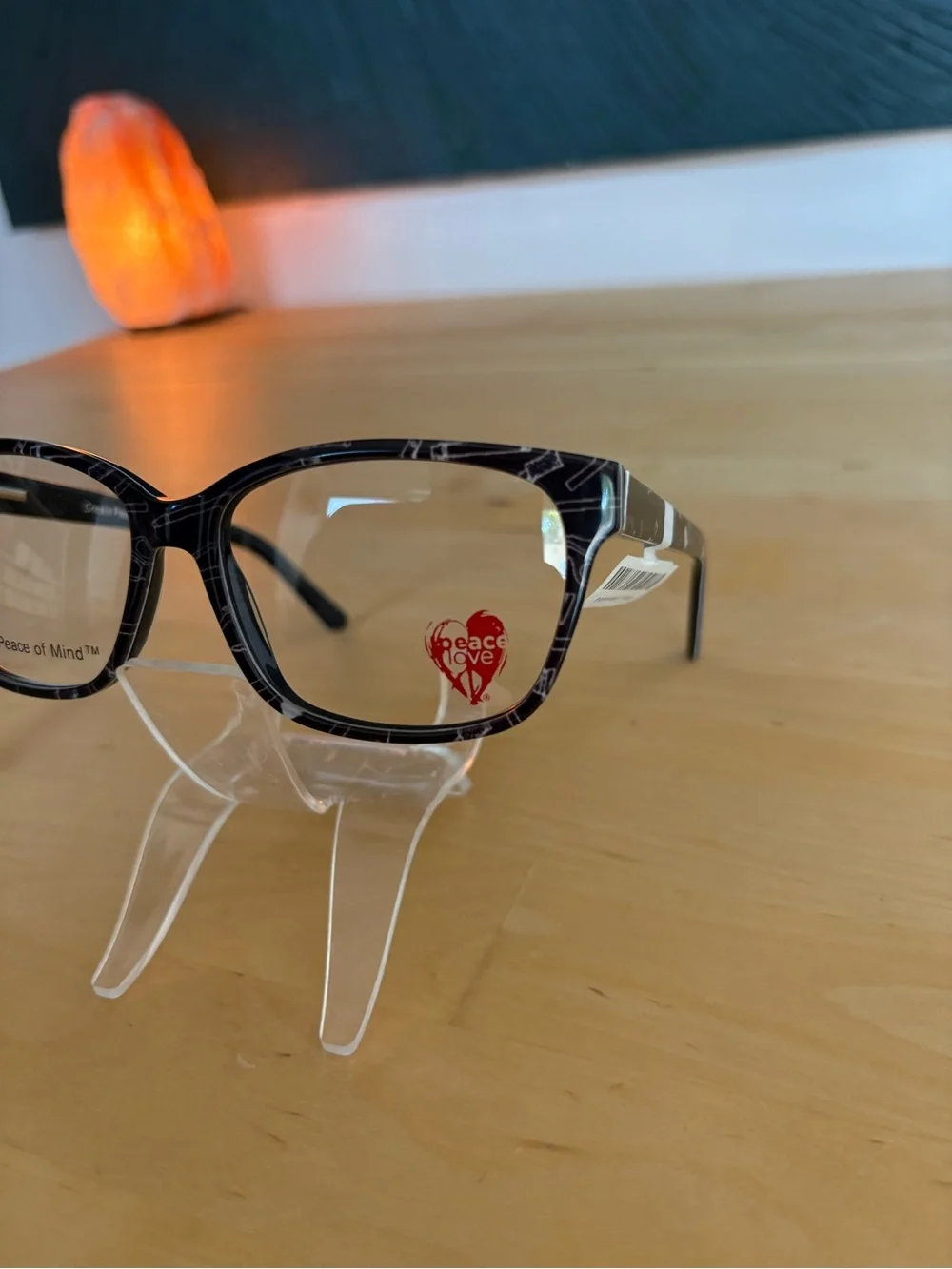 Peace Love Dream Big Black White Art Tools Rectangle Eyeglasses 55-15-140 NWT